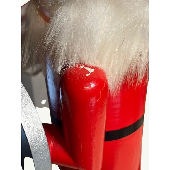 Vintage Wooden Firefighter Nutcracker Holding  Fire Hose and Accessories - Picture 7 of 12